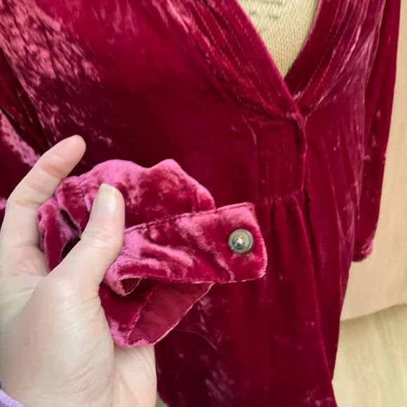 NWT Anthropologie Melody Velvet Tunic Dress Raspberry pink soft flattering V M - Picture 8 of 16